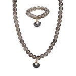 El Regalo 2 PCs Shiny Crackled Beads Kids Girls Necklace & Bracelet Jewelry Sets - Cute Kids Charms Jewelry with Sparkly Beads for Kids/Toddlers Girls (Grey Shell Jewelry)