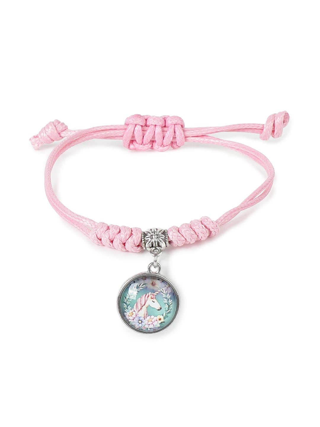 El Regalo 1PC Cute Girls Kids Unicorn Bracelet- Adjustable Hand Braided Floral Unicorn Rope Bracelets for Girls (Pink Floral Unicorn)