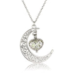 El Regalo Valentine's day gift-Glow In The Dark Moon with hanging Heart Pendant Necklace | Frozn Forest 925 Silver Plated Girls Pendant Necklace