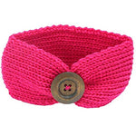 El Regalo Baby Woolen Knitting Infant Button Headbands Turban Head Wrap Knotted Hair Band for Girls & Boys (Rose Pink)