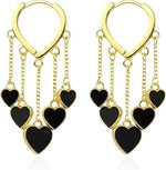 El Regalo Love Hearts Tassel Hoop Earrings for Women/Girls- Heart Huggie Hoop Chains Earrings (Gold)