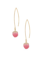 El Regalo Cute & Elegant Flower Bud Drop Long Hook Earrings- Super Elegant & Classy Gradient Color Flower Bud Earrings for Girls & Women, Contemporary Design (Glossy Pink)