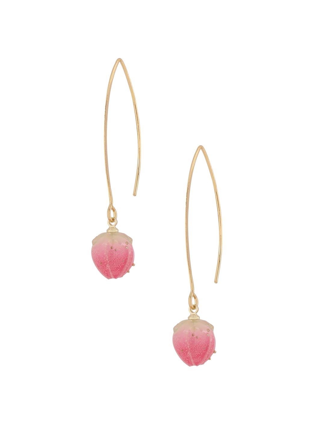 El Regalo Cute & Elegant Flower Bud Drop Long Hook Earrings- Super Elegant & Classy Gradient Color Flower Bud Earrings for Girls & Women, Contemporary Design (Glossy Pink)