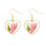 El Regalo Beautiful Transparent Heart Dried Flower Earrings for Women | Handmade Real Dried Floral Resin Dangle Earrings | Lightweight Bohemian Style Camellia Flower Earrings | Elegant Jewelry Gift (style-2)