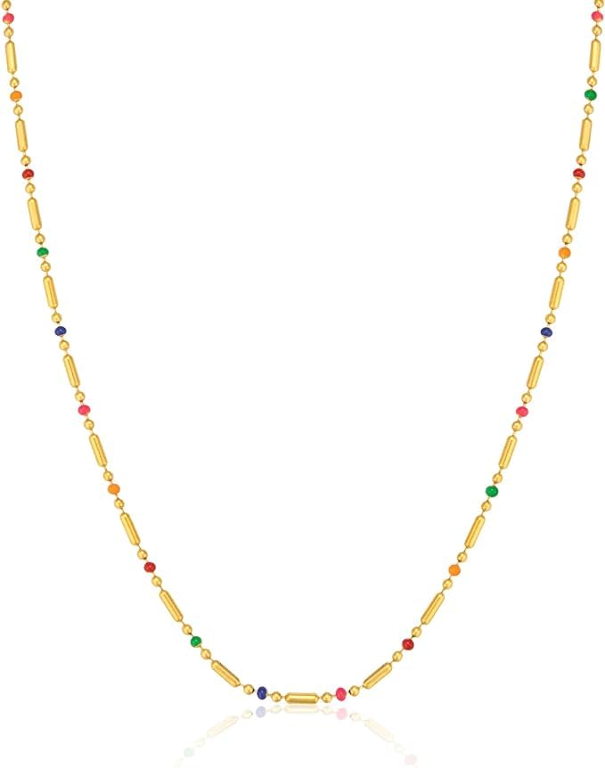 El Regalo 1 Pc Stainless Steel No Rust/Anti Tarnish Quinn Necklace In Multi- Dainty Multi Colored Stainless Steel Chain Necklace For Women