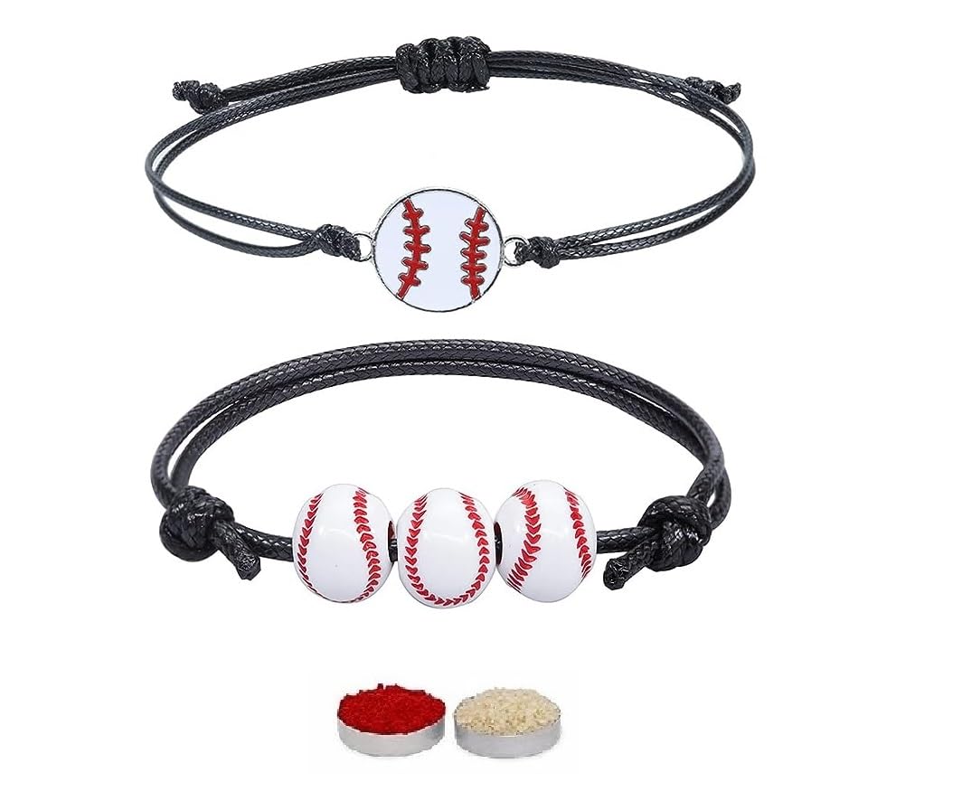 El Regalo 2PC Fun Sports Rakhi for Kids | 2 Sports Ball Bracelet Rakhis Combo Set for Brother/Niece/Nephew- Rakhi for Sports Lovers Bhai with Roli-Chawal, Message Card in Rakhi Gift Box (Option-1)