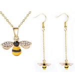 El Regalo Enamel Honeycomb Bee Earrings, Pendant Necklace Jewelry Set for Girls & Women - Geometric Hexagon Honeycomb Beehive Dangle Earrings (Style-2)