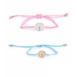 El Regalo 2pcs/set Pink & Blue Best Friends Handmade Woven Rope Thread Braided Bracelet with Spray Lacquer Accessories For Kids/Girls/Teens (Tree of Life Bracelets)