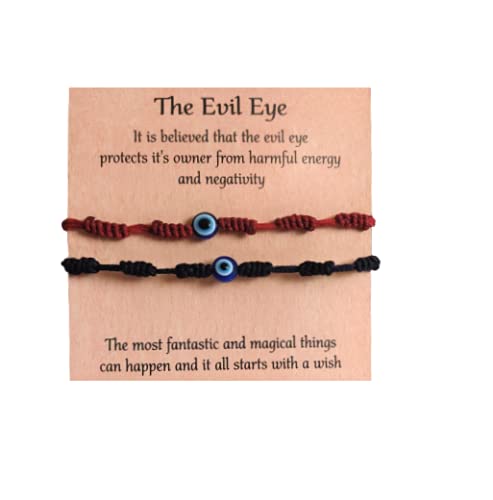 El Regalo 2 PCs Evil Eye Knotted Unisex Bracelet Combo for Men & Women | Macrame Bracelet Braided with Lucky Eye to Ward Off Buri Nazar