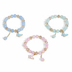 El Regalo 3PCs Butterfly Crystal Beads Tassel Bracelet Combo With Cute Enamel Butterfly Charms for Girls/Teens/Women (Option-1)