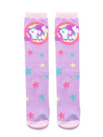 El Regalo 1 Pair Cute & Soft Fun Cartoon Animal Printed Funky Socks for Kids/Cute Animal Cartoon Print Lovely Combed Cotton High Knee Socks (3-8 Years) (Purple Rainbow)
