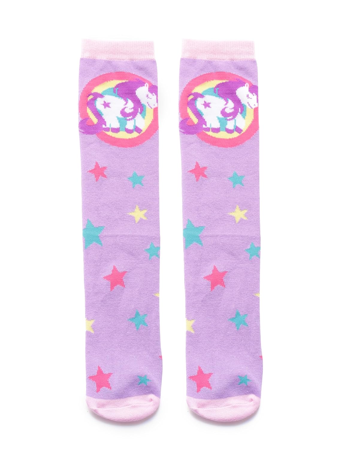 El Regalo 1 Pair Cute & Soft Fun Cartoon Animal Printed Funky Socks for Kids/Cute Animal Cartoon Print Lovely Combed Cotton High Knee Socks (3-8 Years) (Purple Rainbow)