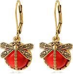 El Regalo Bohemian Vintage Dragonfly Crystal Earrings- Victorian Moonstones Dragonfly Vintage Carved Earrings for Women/Girls (Merlot Red)