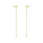 El Regalo Gold Plated Plated Minimalist Long Thin Tassel Elegant Threader Dangle Chain Earrings for Girls & Women (Star Stud Tassel)