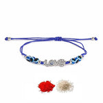 El Regalo 1PC Evil Eye Rakhi for Bhai/Bhabhi/Bhai/Bhatija/Bhatiji- Fancy Evil Eye Rakhi with Roli Chanwal, Rakhi Card in Rakhi Gift Box (Option-7)