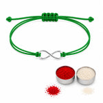 El Regalo 1PC Minimalist Infinity Rakhi for Brother- Simple Infinity Rakhi with Roli Chawal, Rakhi Message Card in Rakhi Gift box for Brother (Green)
