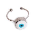 El Regalo Enameled Evil Eye Adjustable Finer Rings For Girls/Women | Fashion Evil Eye Rings (White)