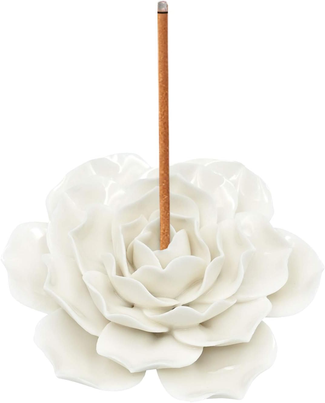 El Regalo White Ceramic Lotus Flower Incense Stick Holder | Elegant for Incense Stick Holder for Home, Office & Meditation Decor | Compact & Stylish Agarbatti Stand Gift for Serenity & Relaxation