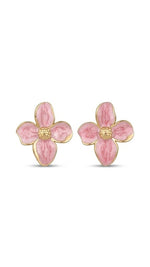 El Regalo Luxurious Oil Drip Flower Stud Earrings for Women & Girls | Stainless Steel Floral Studs | Anti-Tarnish, Skin Friendly Enamel Jewelry | Gift for Her (Floral Collection) (Pink- Gold)
