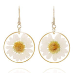 El Regalo Natural Pressed Daisy Flower Earrings- Handmade Nature Dry Flowers Earrings for Women Girls Teens (White)