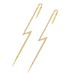 El Regalo 2PCs Fancy Lightning Bolt Edgy Hook Pin Ear Cuff Earring for Girls & Women - Ear Crawler Ear Pins (Gold)