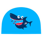El Regalo Waterproof Swim Cap for Kids Boys Girls, Cute Cartoon PU/Silicone No-Slip Swimming Bathing Cap for Children Long Short Hair, Non-Toxic,Flexible Swim Caps Hat (Blue Shark)