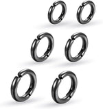 El Regalo 3 Pairs of Unisex Non-Piercing, Clip On Earrings for Girls/Boys/Men/Wome- Surgical Stainless Steel Hypoallergenic Huggie Fake Earrings (Black)