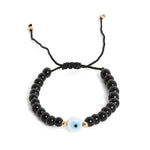 El Regalo 1 PC Evil Eye Black Beads Handwoven Adjustable Unisex Bracelet for Men/Women/Girls/Boys (White Evil Eye Bracelet)