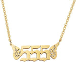 El Regalo Small Butterfly Wings Angel Number Necklace- Stainless Steel, Anti Tarnish, Angel Number Numerology Jewelry for Women & Girls (Angel Number 555)