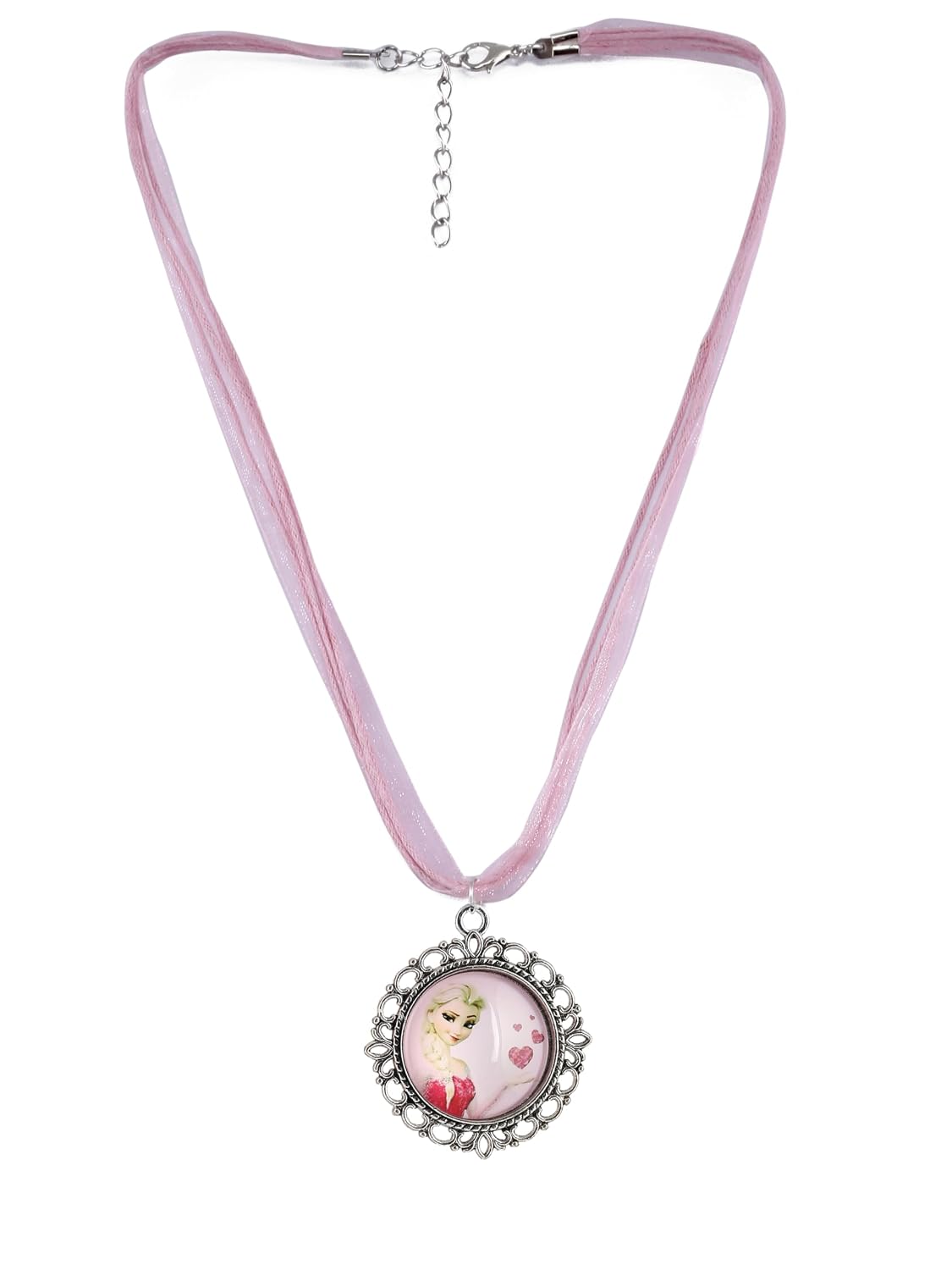 El Regalo 1PC Kids Girls Pink Elsa Princess Ribbon Necklace- Princess Girls Necklace for Kids