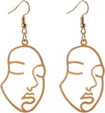 El Regalo "Chehra" Abstract Face Earrings- Gold Tone Geometric Hollow Face Earrings for Girls & Women- Vintage Fashion (Face Hook)