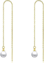 El Regalo Vintage Style Pearl Earrings for Girls & Women | Classic & Elegant | Available in Studs, Hooks, Threaders | Timeless Jewelry (Golden Pearl Threader)