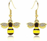 El Regalo Enamel Honeycomb Bee Earrings for Girls & Women - Geometric Hexagon Honeycomb Beehive Dangle Earrings (Bee Hook Earrings)