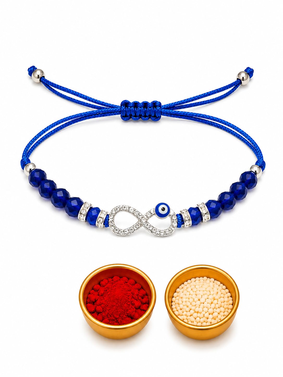 El Regalo Infinity Evil Eye CZ Bracelet Rakhi for Brother
