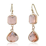 El Regalo Simulated Navy Blue Sapphire & Champagne Topaz Crystal Earrings- Hypoallergenic Dangle Drops Crystal Earrings for Girls & Women (Peachy Pink)