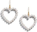 El Regalo Pearl Heart Drop Earrings - Love Heart Dangle Earrings For Girls/Women Pearl Heart Hoop Earrings