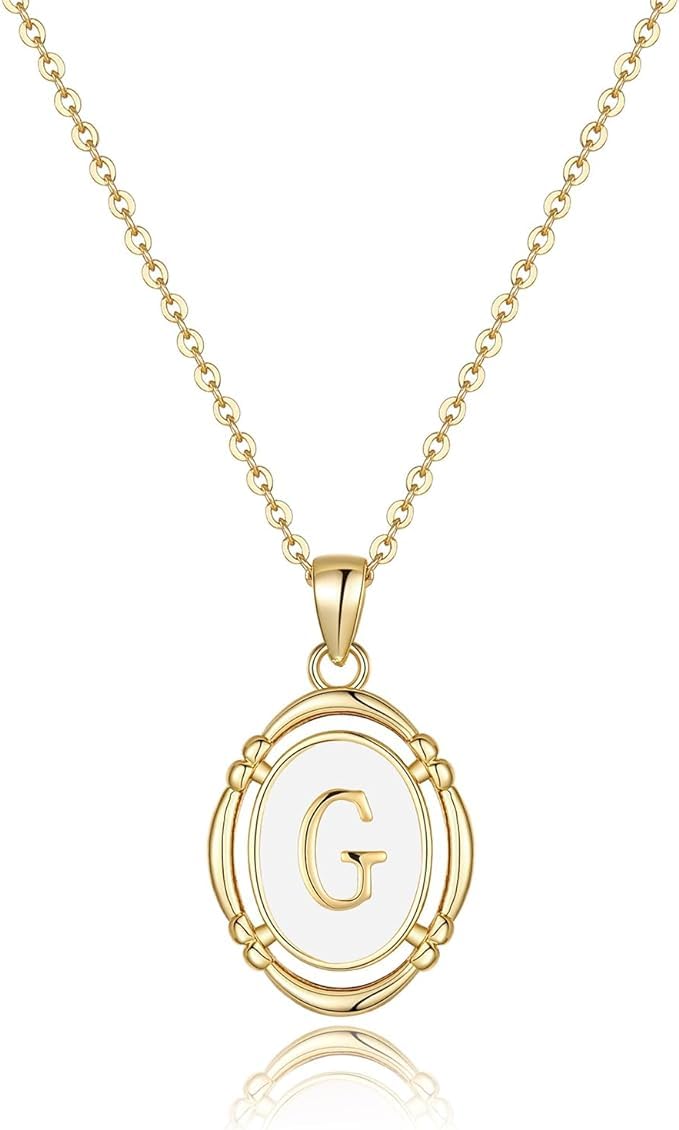 El Regalo Unisex Vintage Style Waterproof Name Initial Letters Pendant Necklaces - Stainless Steel Golden Initials Jewelry - Hypoallergenic Letters Pendant Chain (Letter G)