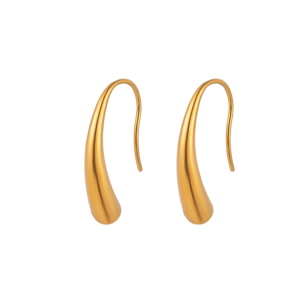El Regalo Luxury Stainless Steel Teardrop Earrings for Girls/Women - Anti-Tarnish, Trendy, Minimalist Dewdrop Earrings with 18K Gold Plating (Gold)