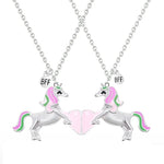 El Regalo Best Friend Forever 2Pcs-Split Magnetic Matching Bff Pendant Necklaces Set- Unicorns, Whales, Koalas Pendant Friendship Necklaces For Girls (Unicorns Bff Necklace)