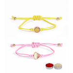 El Regalo 2PCs Cute Kids Bracelet Rakhi Combo Sets- Fancy Kids Rakhi for Brother/Sister with Roli Chwal, Rakhi Message Card in Rakhi Box for Babies/Toddlers/Kids (Rainbow & Smiley Rakhi)