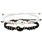 El Regalo "Yin Yang Handmade Macrame Golden Unisex Bracelets Set | Adjustable Bracelet for Best Friends/Couple - Set of 2 (These are NOT Magnetic)- Valentines Gift