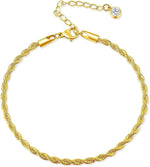 El Regalo 1PC Stainless Steel Twisted Rope Anklet- Anti-Tarnish, Waterproof Fashion 1 Leg Anklet/Ankle Bracelet for Girls & Women (Gold)