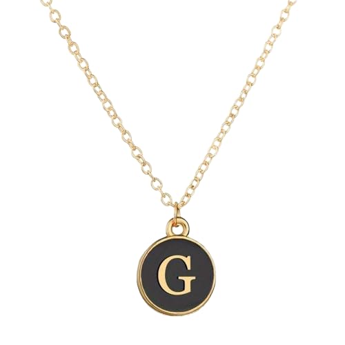 El Regalo Name Initials Personalized Letter Unisex Pendant Necklace- Enameled Name Letter Small Pendant with Stainless Steel Chain (G Letter)