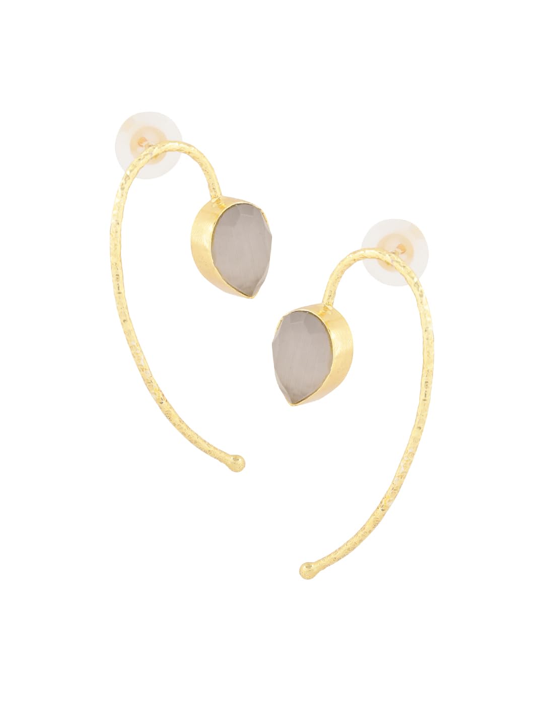 El Regalo Beautifully Handcrafted Gold Plated Brass Party Earrings- Trendy & Contemporary Stones Statement Earrings for Women (Off White)