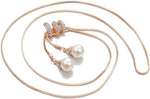 El Regalo Fancy Long Rhinestone Pearls Drop Pendant Adjustable Long Necklace for Girls & Women - Sweater Chain Pendant Neclace (Gold)
