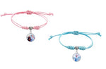 El Regalo 2 PCs Frozn Princess Bracelets for Girls | Faux Leather Adjustable Princess Bracelets (Pink & Sky Blue)