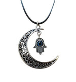 El Regalo Evil Eye Hamsa Hand Protection Pendant Necklace for Girls & Women (Crescent Moon Hamsa Evil Eye)