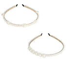 El Regalo 2 PCs Pearl Beads Decoration Plastic Hair Band for Kids, Girls and Women (Pattern 1)