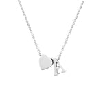 El Regalo Heart A Initial Letter Pendant Necklace- Stainless Steel A Heart Necklace for Girls & Women (Silver)