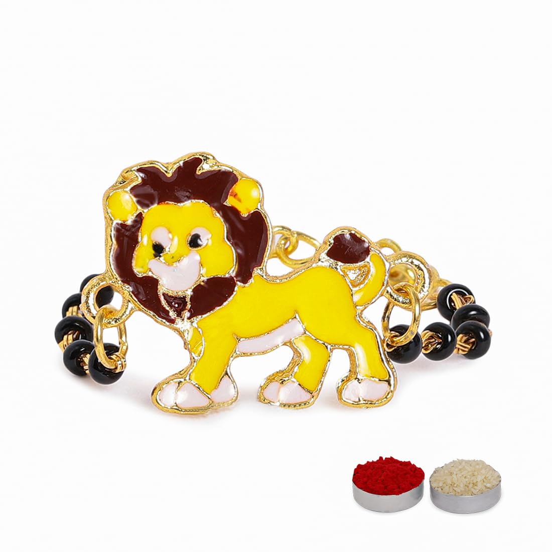 El Regalo Kids Nazaria Rakhi for Little Brother - Cute Chrams Nazaria Rakhis for Babies/Toddlers with shagun, Rakhi Message Card in Rakhi Gift Box (Lion)